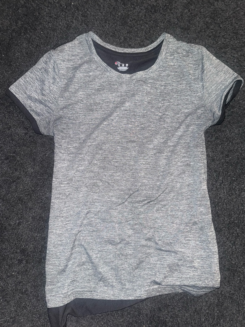 Champion Girls' Heather Gray Short Sleeve Tee with Navy Trim